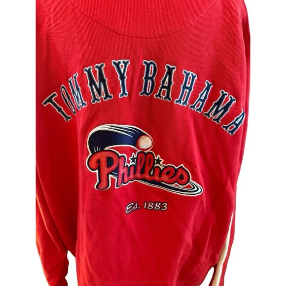 Tommy‎ Bahama Mens Baseball MLB Philadelphia Phillies Zip Sweater Red Sz 2XL - Picture 4 of 15
